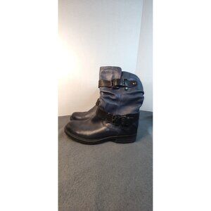 Earth  Blue And Black Biker Boot Size 8B